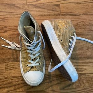 Gold Converse High Tops - Women’s 8